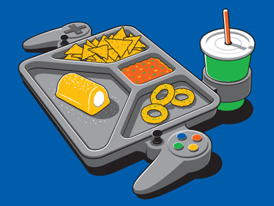 Continuous Gaming Tee controller gamer gaming geek glennz illustration illustrator tee tshirt tv dinner vector