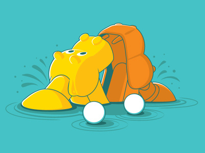 Survival art gaming glennz hippo hungry illustration illustrator shirt tee vector