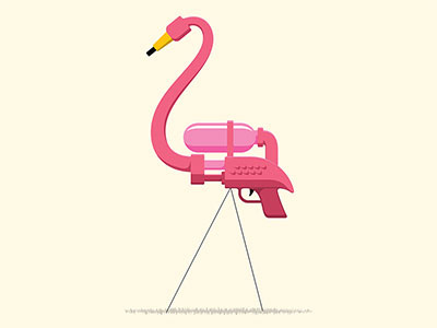 Sneak Attack bird flamingo glenn jones glennz illustration illustrator t shirt vector water gun water pistol x men