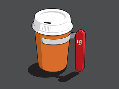 Coffee Holder coffee glenn jones glennz illustration illustrator swiss army knife t shirt vector
