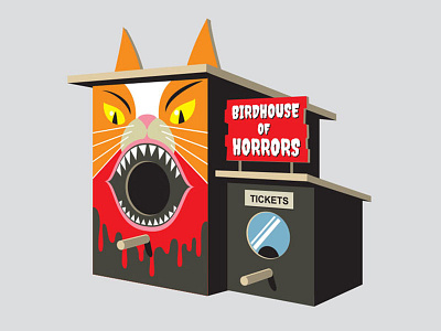 Birdhouse Of Horrors birdhouse cat glenn jones glennz house of horrors illustration illustrator t shirt vector