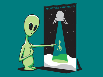 Abductee abduction alien glennz illustration illustrator moon lander shirt tee ufo vector