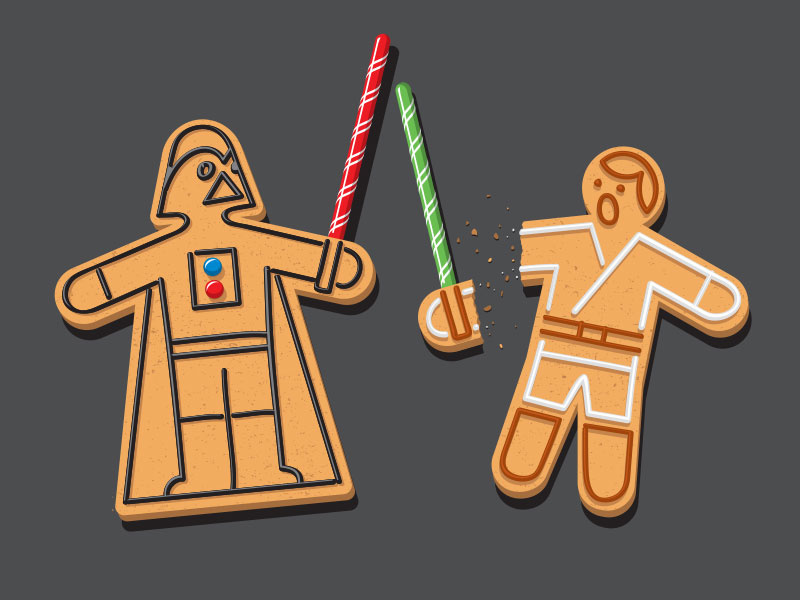Delectable Darkside tshirt luke darth gingerbread darkside vector glenn jones glennz