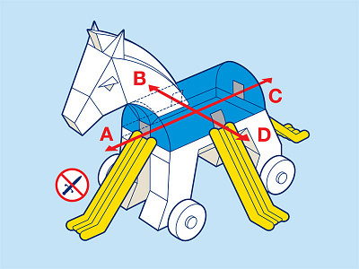 Trojan Safety glenn jones glennz illustration illustrator safety card t shirt trojan horse vector