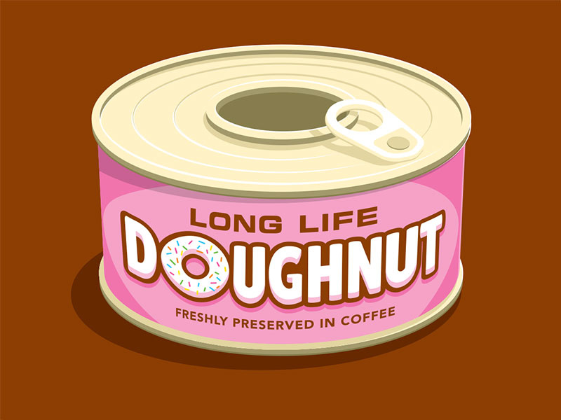Long Life Doughnut t-shirt canned doughnut coffee illustration illustrator vector glenn jones glenn