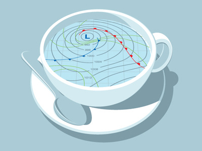 Storm Brewing art glenn jones glennz illustration illustrator shirt storm tea cup tee vector