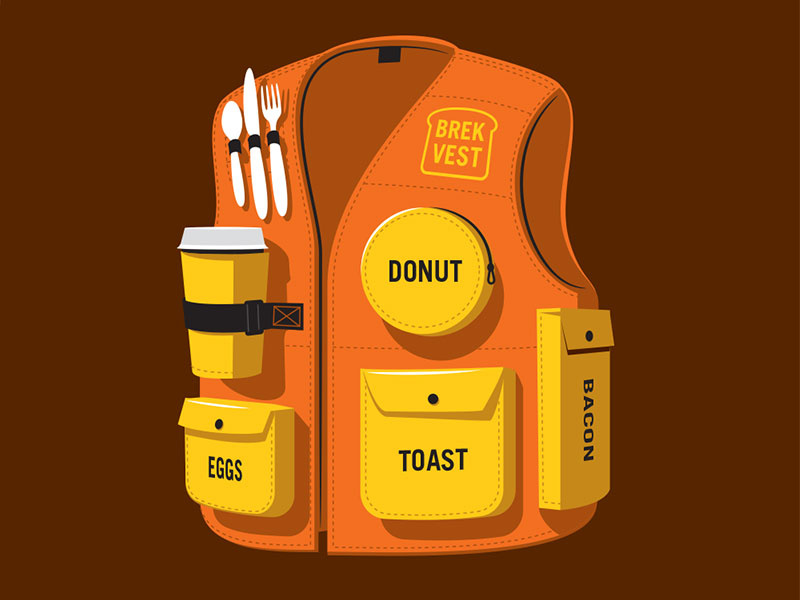 Brek Vest tshirt illustrator illustration vest breakfast glenn jones glennz