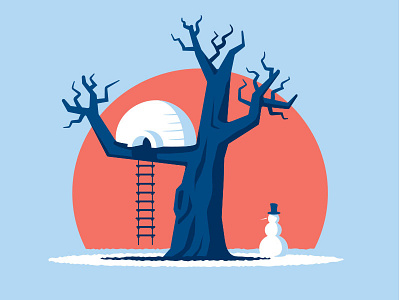 Tree Igloo glenn jones glennz igloo illustration illustrator treehouse tshirt vector