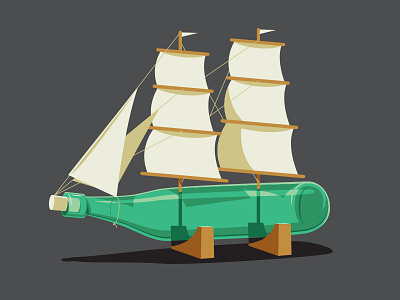 Bottle In A Ship glenn glenn jones illustration illustrator ship in a bottle tshirt vector