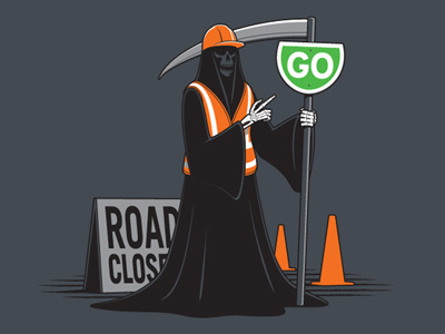 Temp Work Tshirt death glenn jones glennz grim reaper illustration road work vector