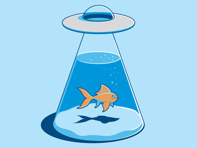 Goldfish UFO fish bowl glenn jones glennz illustration illustrator ufo vector