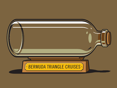 Keepsake Tshirt bermuda triangle glenn jones glennz illustration illustrator ship in a bottle tshirt vector