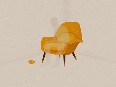 the guest chair chair design conceptual digital art digital illustration furniture ghost guest illustration illustration art illustration digital illustrator invisible photoshop portrait smoke surreal vintage yellow