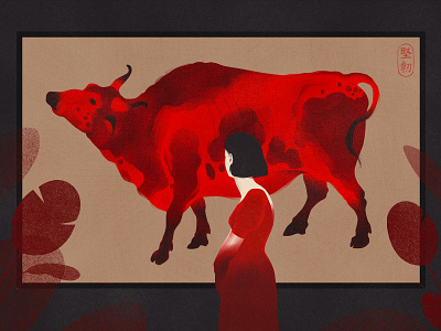 year of the ox bull chinese chinese new year chinese style colourful conceptual digital art digital illustration illustration illustration art illustration digital illustrator new year nye ox palette photoshop red year of the ox