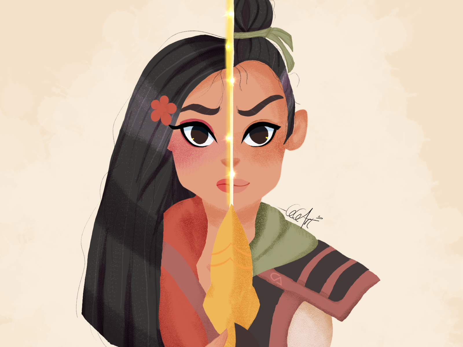 Disney Mulan Fanart Character Cartoon Drawing by Charlotte Carstens on