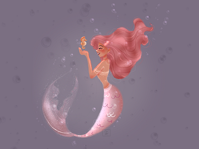 Mermaid Art art cartoon character character design digitalart disney art fantasyart girl illustration illustrator mermaid mermay pink seahorse