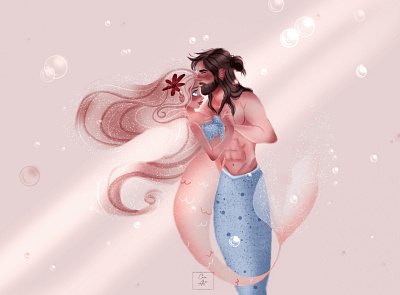 Fantasy Creatures | Mermaid Merman Love art cartoon character character design fantasy girl illustration illustrator mermaid merman