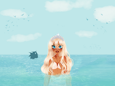 Don't Tell I'm Here | Mermaid Character Art art cartoon character character design concept art digitalart girl illustration illustrator mermaid