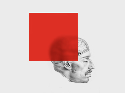 Creative Block antique medical illustration block brain conceptual head square