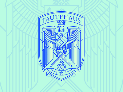 Tautphaus Crest banner crest crown eagle lion logo mono width outline shield stroke wings
