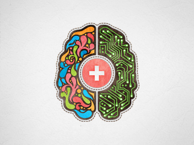 Creative + Technology icon brain color icon texture