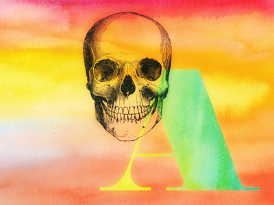 A Skull letters skull watercolor
