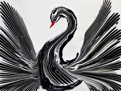 Black swan - chain pull acrylic painting art artwork dirty pouring fluid acrylic fluid art fluid pouring illustration paintings