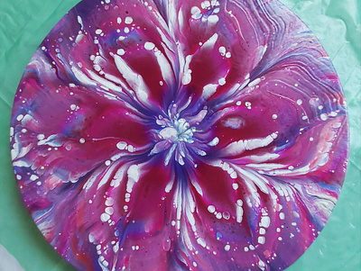 A FLOWER ON THE ROUND CANVAS acrylic painting art artwork dirty pouring fluid acrylic fluid art fluid pouring illustration paintings