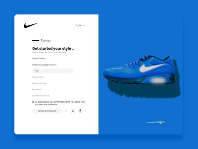 Nike Signup from design ui ux web