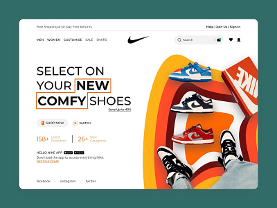 Nike Home Page design illustration ui ux web