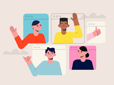 Young People Connection app character design connectivity design flat flat vector illustration ux vector website