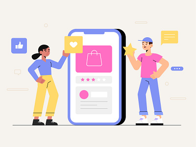 Internet shopping for landing page app character design design flat flat vector illustration landing page shopping shopping app vector web website