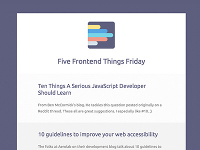 Five Frontend Things Friday (higher res shot) frontend newsletter