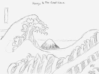 Day 11: Homage to The Great Wave illustration linea sketch