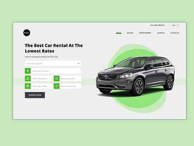 Car Renting Business hero section rent a car rental car web design