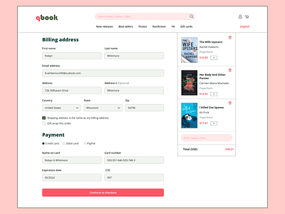 Checkout Form books checkout form purchase uiux web design webdesign