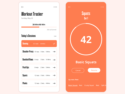 Workout Tracker app design dailyui dailyuichallenge timer uiux workout workout tracker