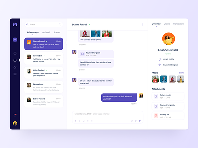Message dashboard chat chat app chatting comercial conversation conversations dashboad dashboard design interface interface design message messages messaging messenger product design purple ui saas saas design system text