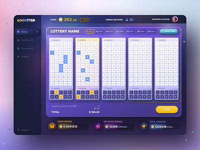 Crypto mining Lottery online - Web App Dashboard 2