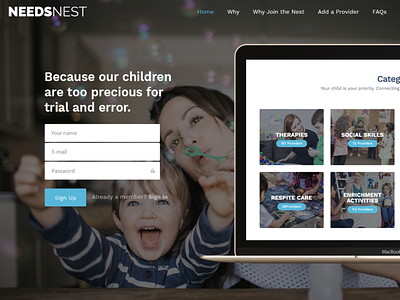 Needs Nest Landing Page branding design development ui ux web design