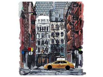everywhere buildings digital illustration digital watercolor digitalart new york