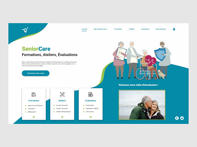 Senior caregiver online course website design ui web