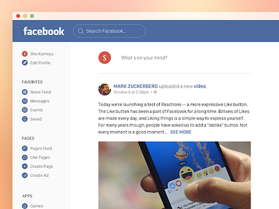 Facebook Redesign facebook redesign ui web