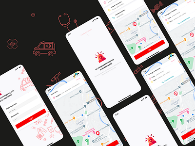 Quatorze (Ambulance App) emergency help hospital ui ux