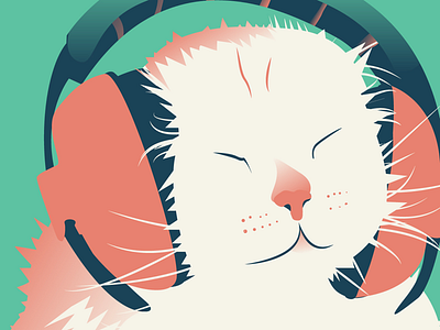 DJ kitty - Minimal Illustration art cartoon flat illlustrator illustration