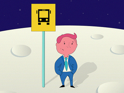 Waiting for the next ride - Minimal Illustration cartoon editorial illustration illustration minimalism vector