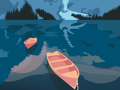 Lake in Canada Illustration by Eesgram