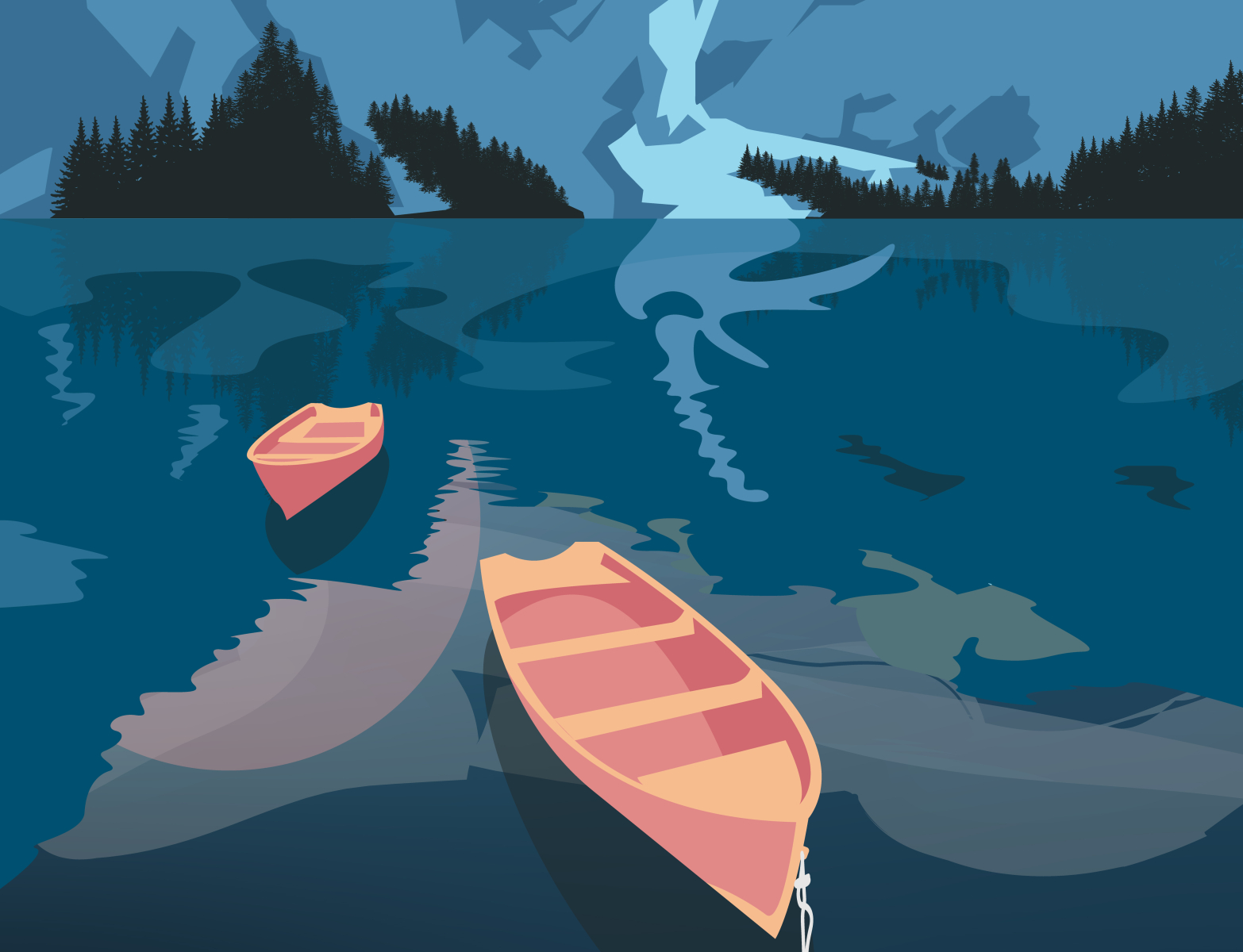 Lake in Canada Illustration by Eesgram by Elias Serrano on Dribbble