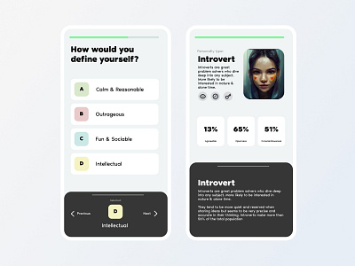 UI Personality Quiz App app branding graphic design layout design ui ux web design