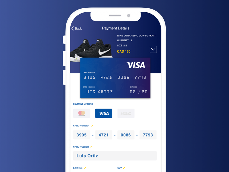 Daily002 - Credit Card ui payment shoes shop nike creditcard dailyui